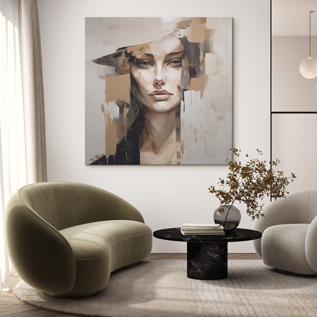 Chapeau en aplats pâles dans un intérieur