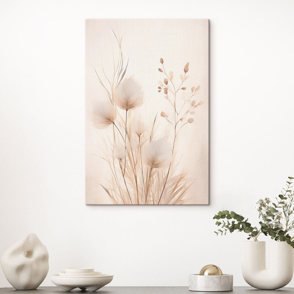 Tiges séchées sur crème dans un intérieur