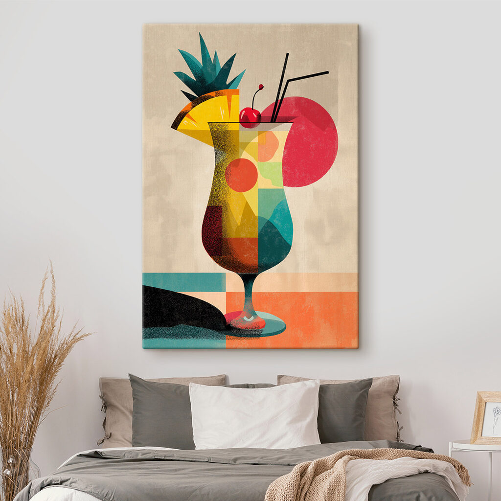 Cocktail et cercle rouge dans un intérieur