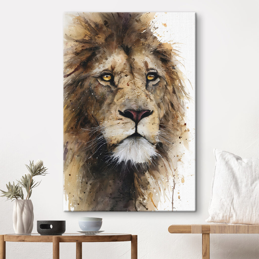 Lion en touches chaudes dans un intérieur