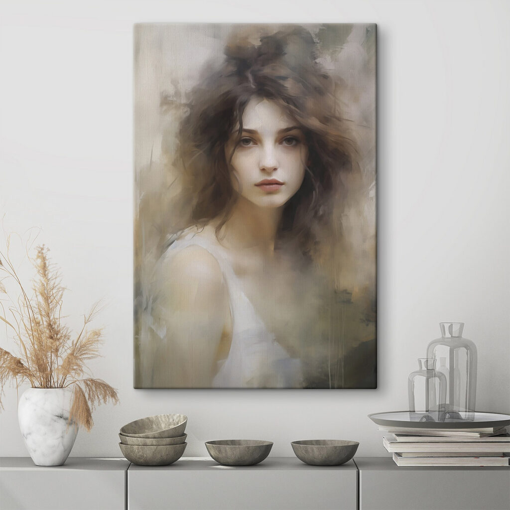 Regard entre touches brunes dans un intérieur