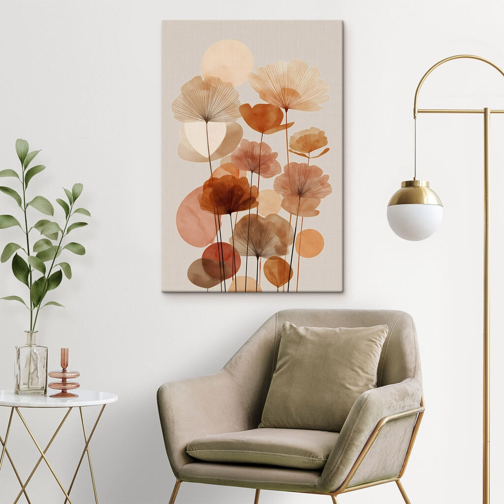 Éventails floraux chaleureux dans un intérieur