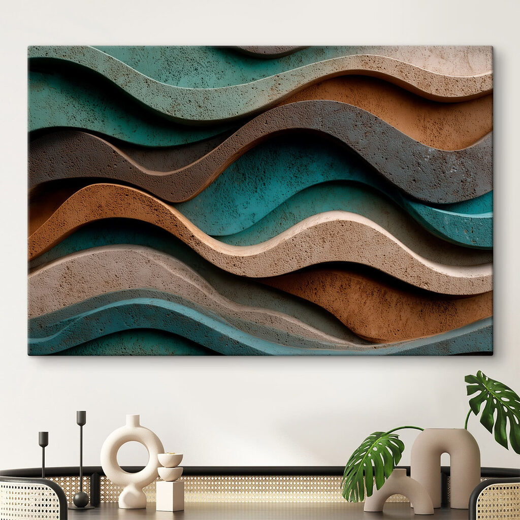 Vagues vert et brun dans un intérieur
