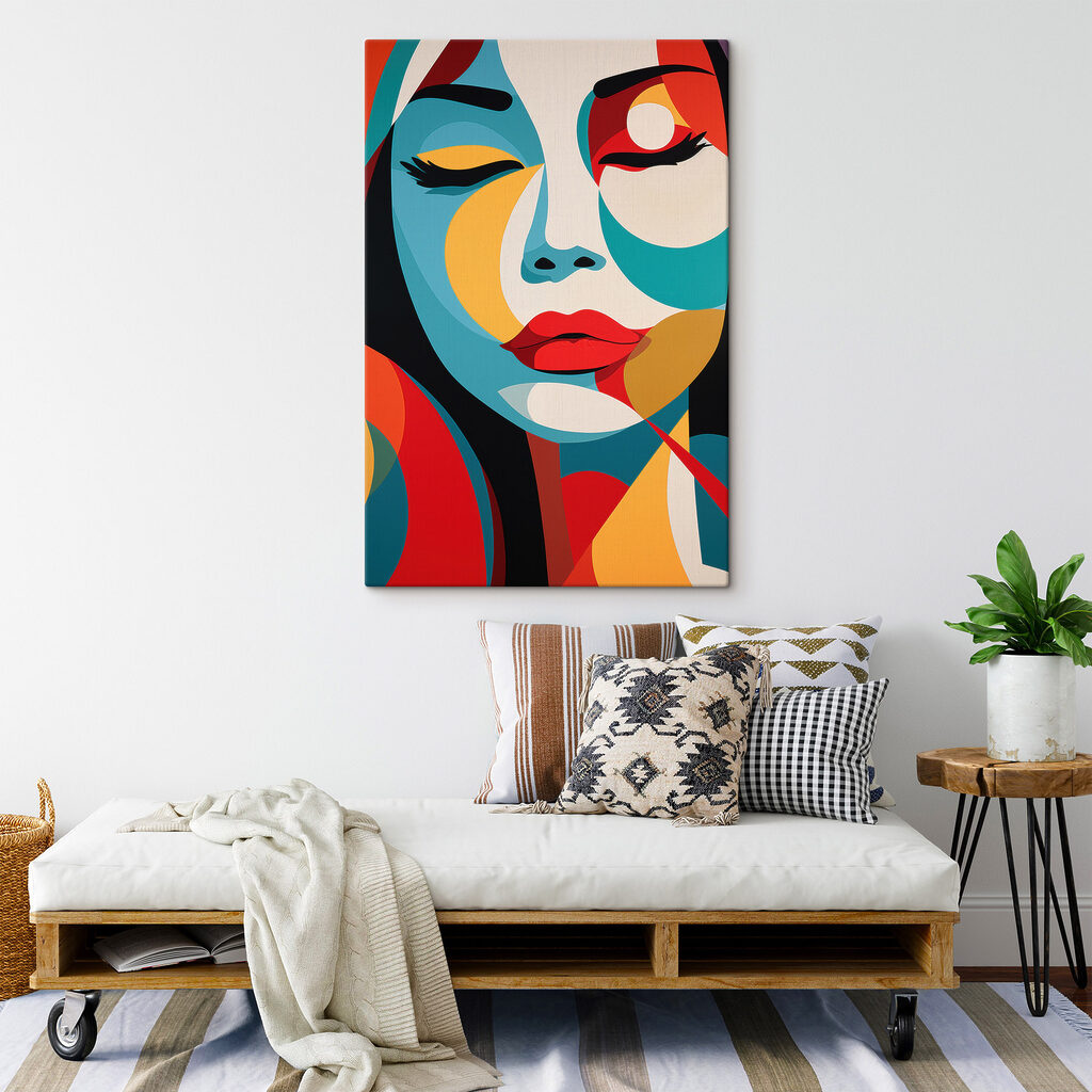 Paupières en aplats colorés dans un intérieur