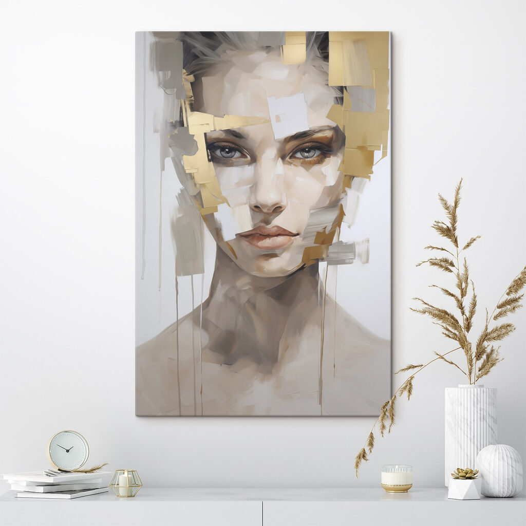 Regard intense en aplats dans un intérieur