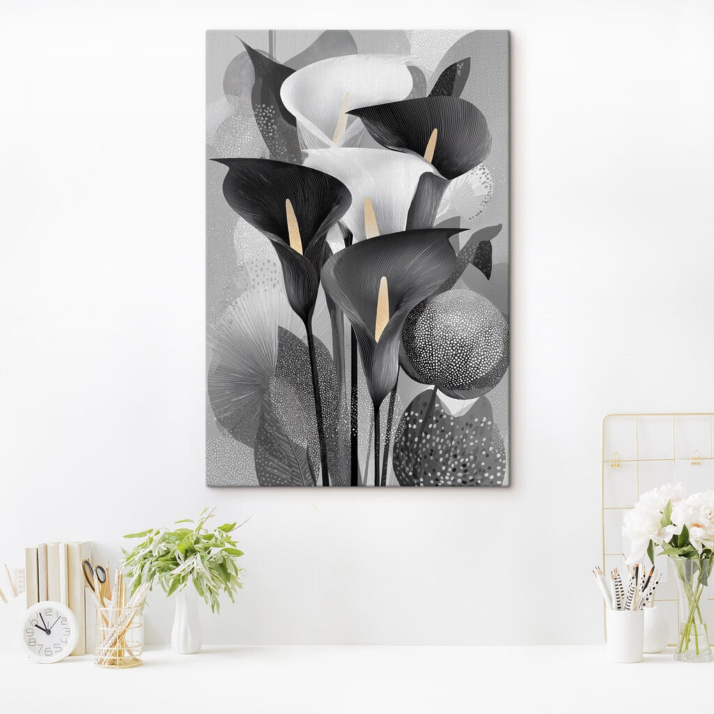 Calices noirs et blancs dans un intérieur
