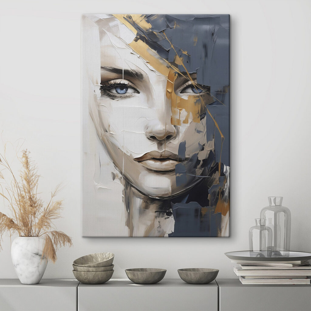 Œil bleu au pinceau dans un intérieur