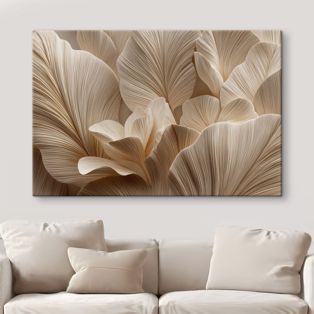 Éventails ondulés en beige dans un intérieur