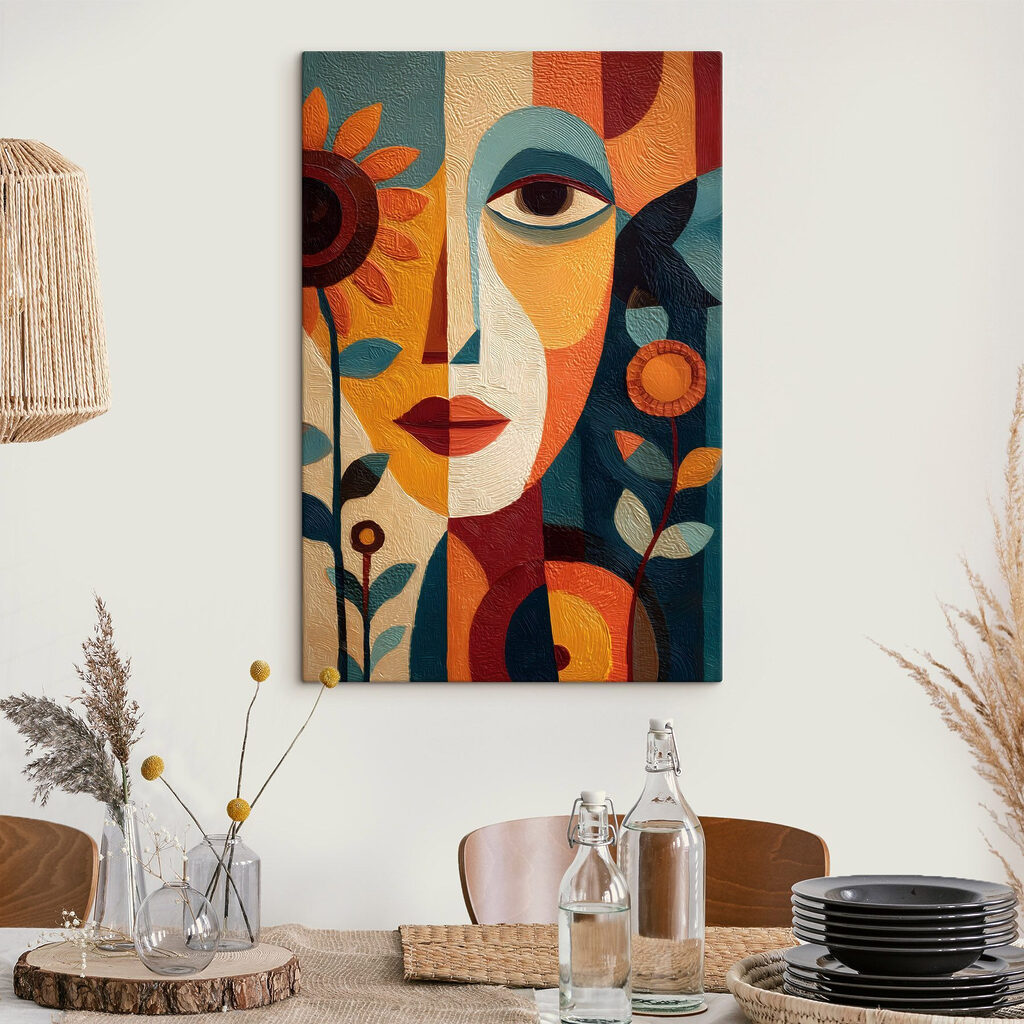 Visage chaleureux en fleurs dans un intérieur