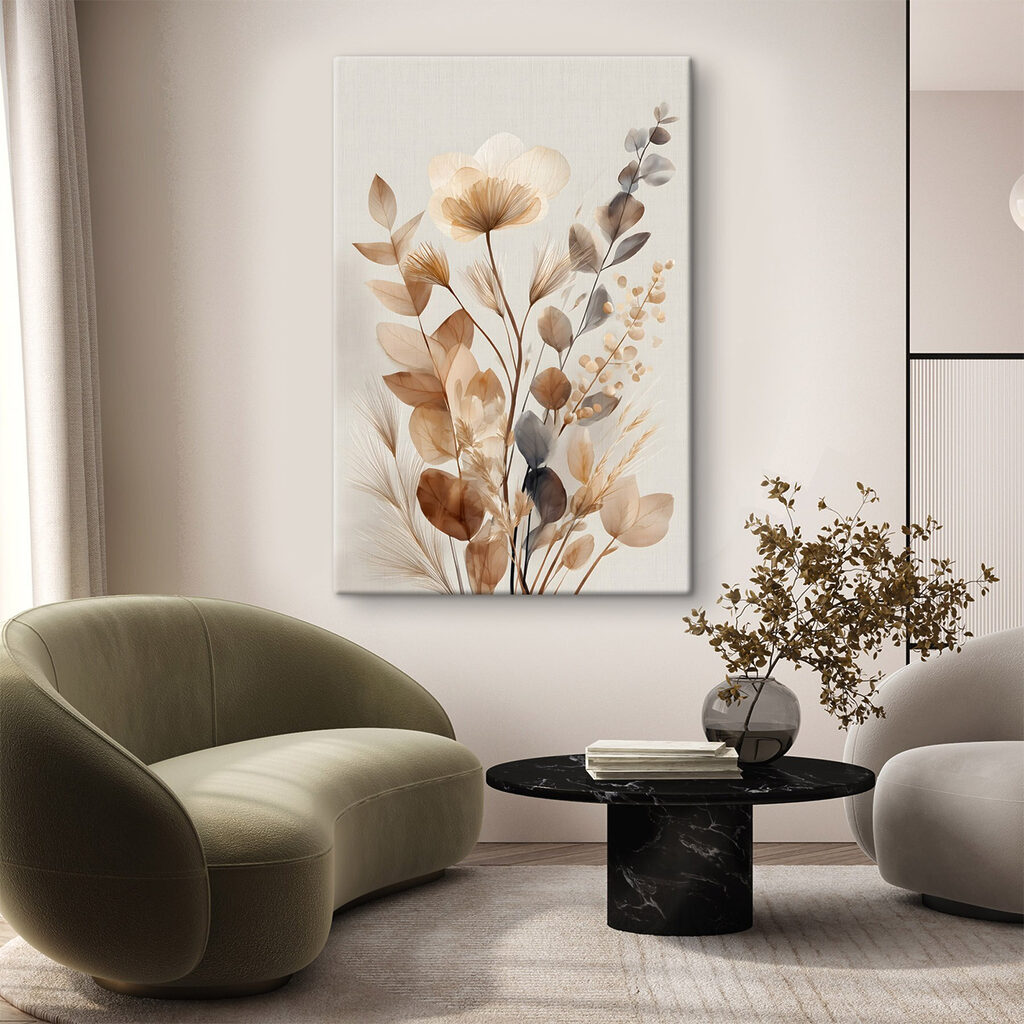 Fleurs élancées couleur sable dans un intérieur