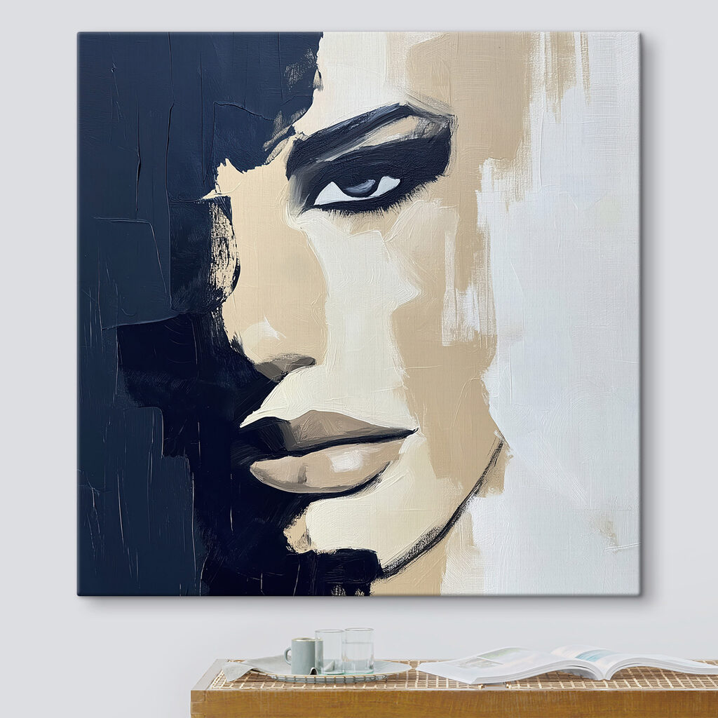 Demi-regard bleu nuit dans un intérieur