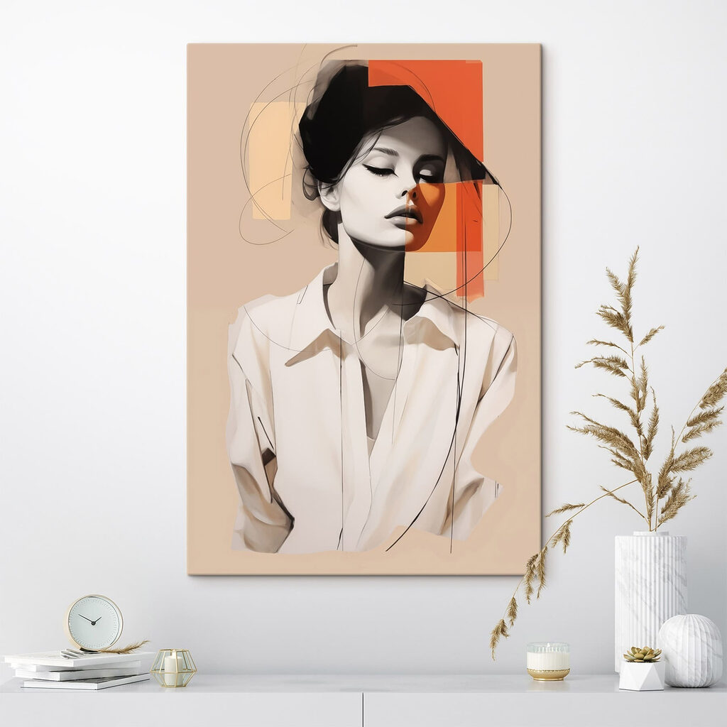 Yeux clos esquissés dans un intérieur