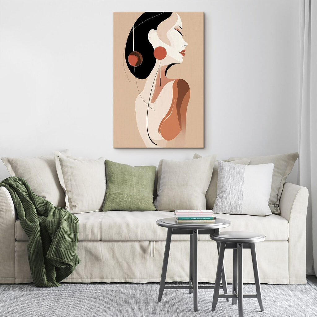 Profil de femme stylisé dans un intérieur