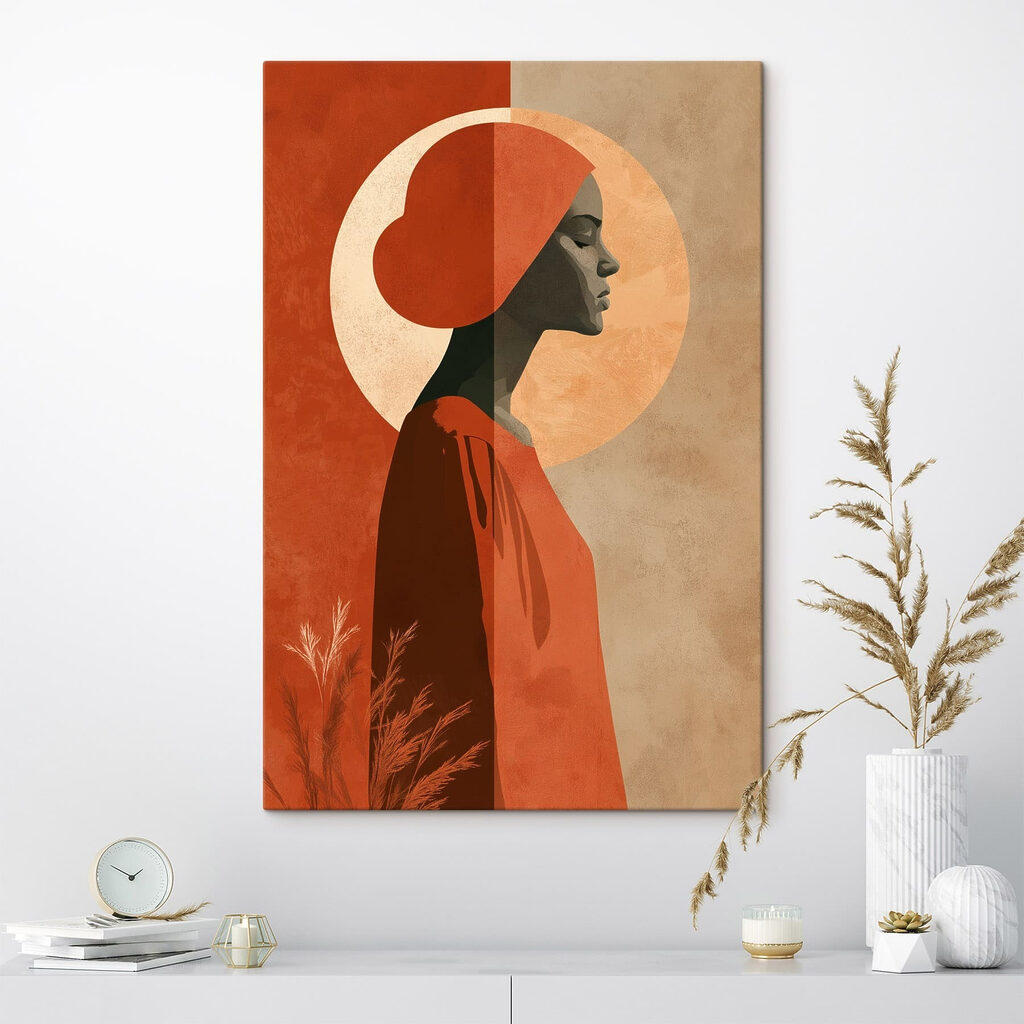 Profil au foulard orange dans un intérieur