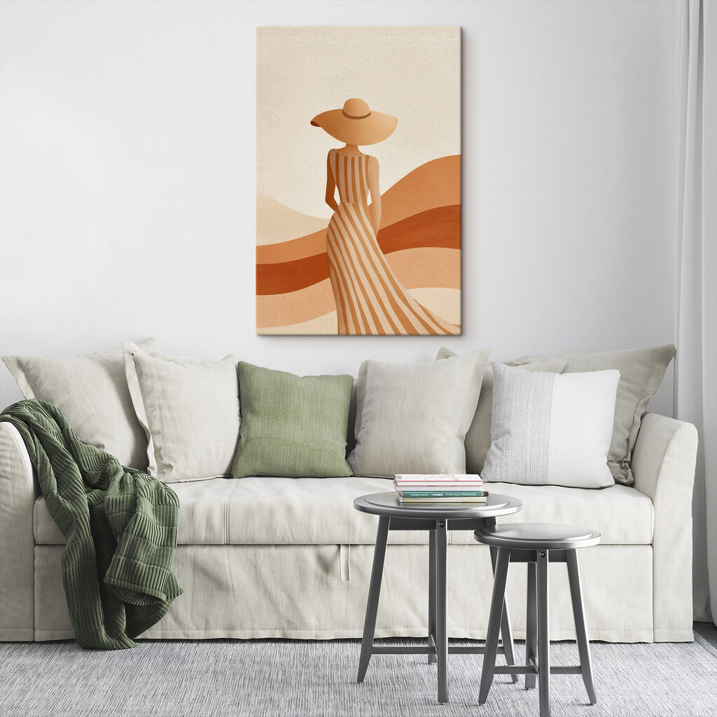 Robe rayée et dunes dans un intérieur