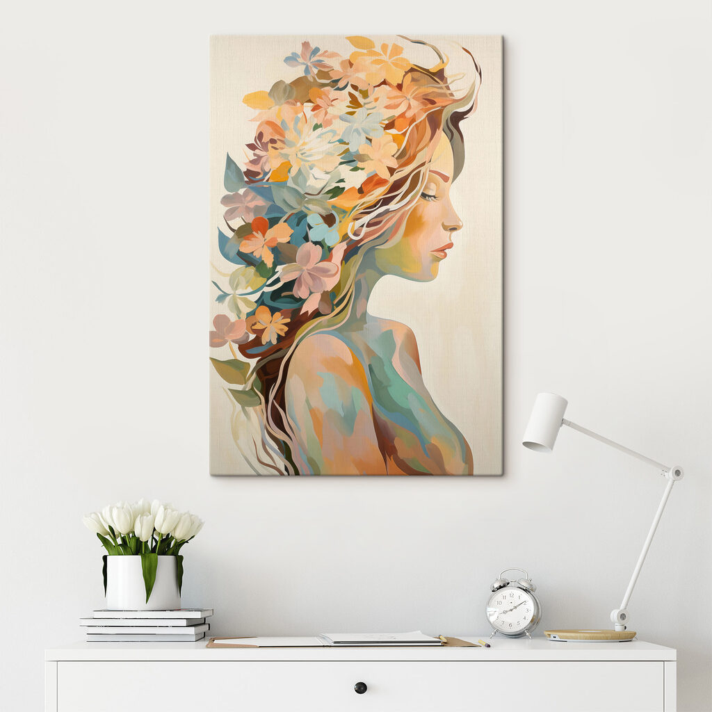 Chevelure de fleurs colorées dans un intérieur