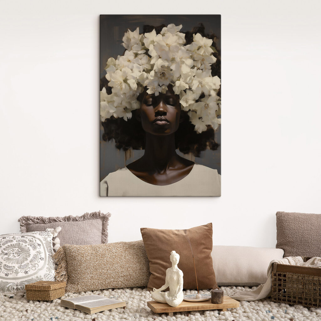 Couronne de fleurs blanches dans un intérieur