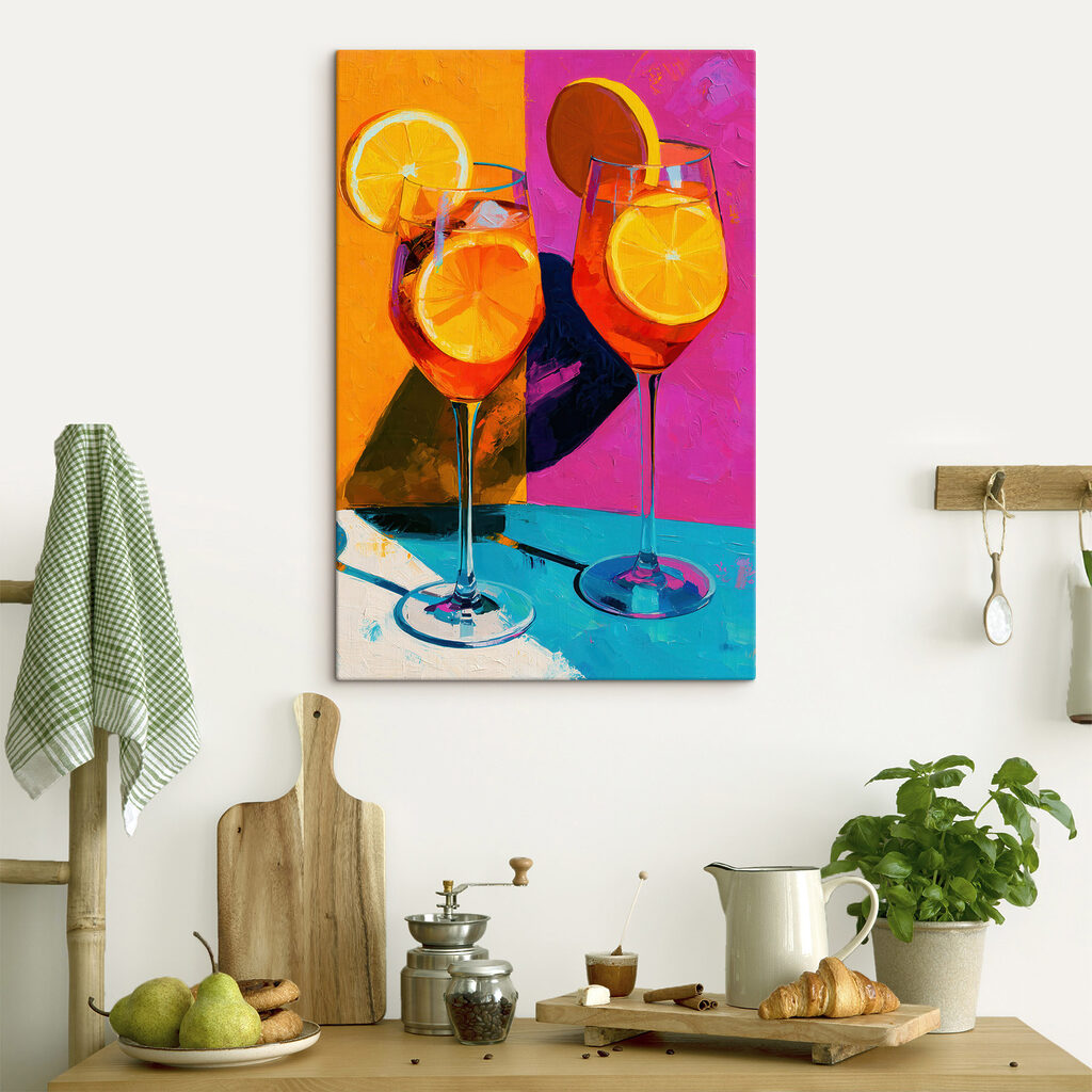 Cocktails orange, couleurs pop dans un intérieur