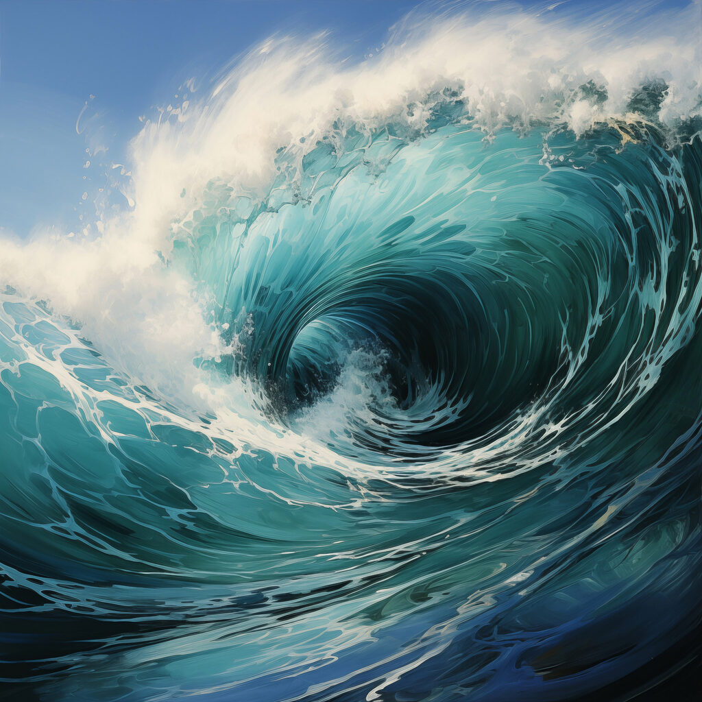 Vague écumante bleu profond — motif complet