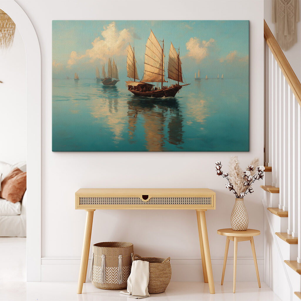 Voiliers sur l’eau miroitante — intérieur 1
