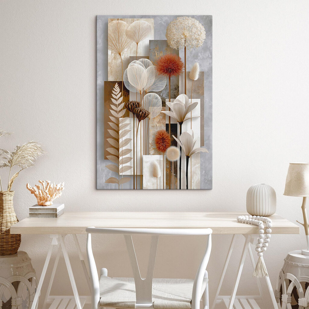 Fleurs et bandes verticales dans un intérieur