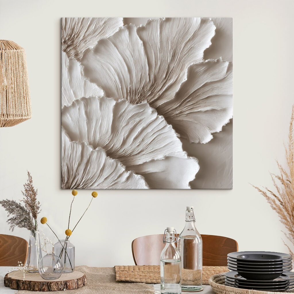 Feuilles blanches sur taupe — intérieur 3