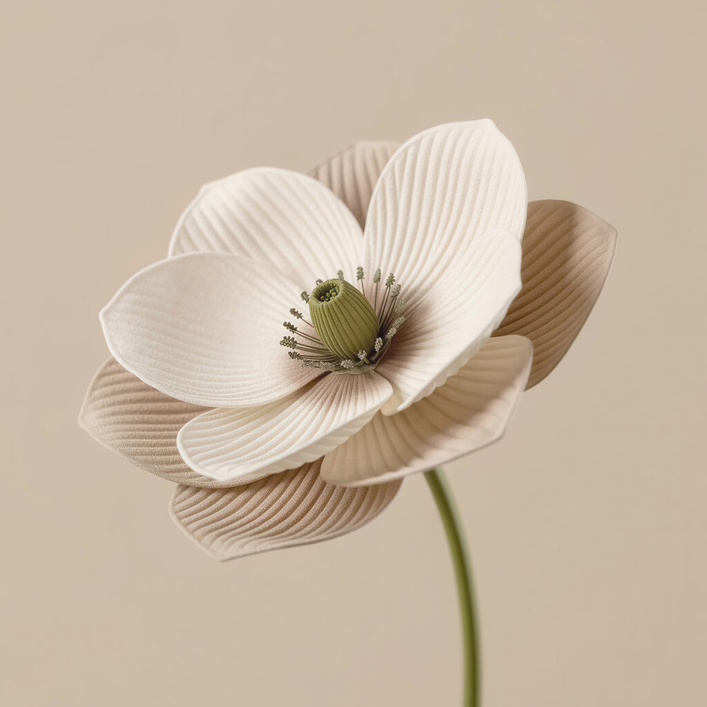 Fleur striée sur sable — motif complet