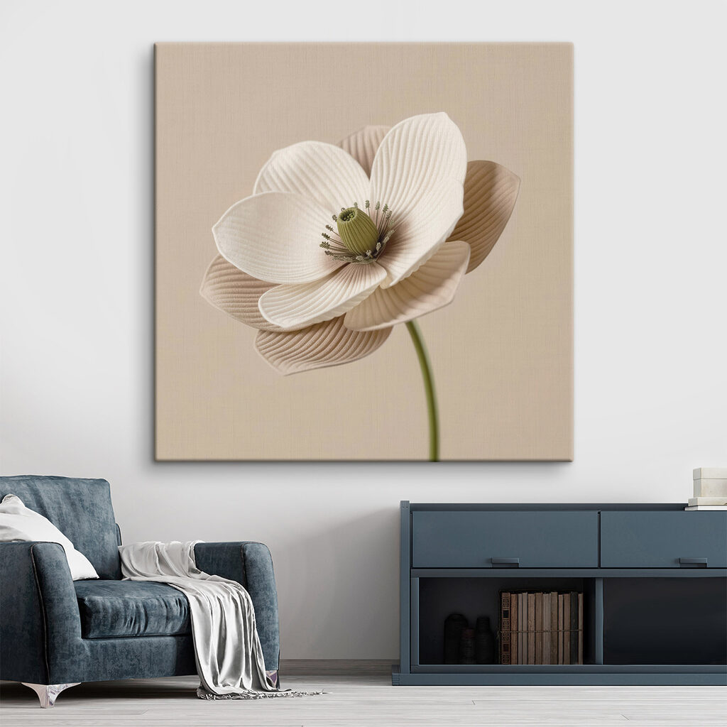 Fleur striée sur sable — intérieur 1