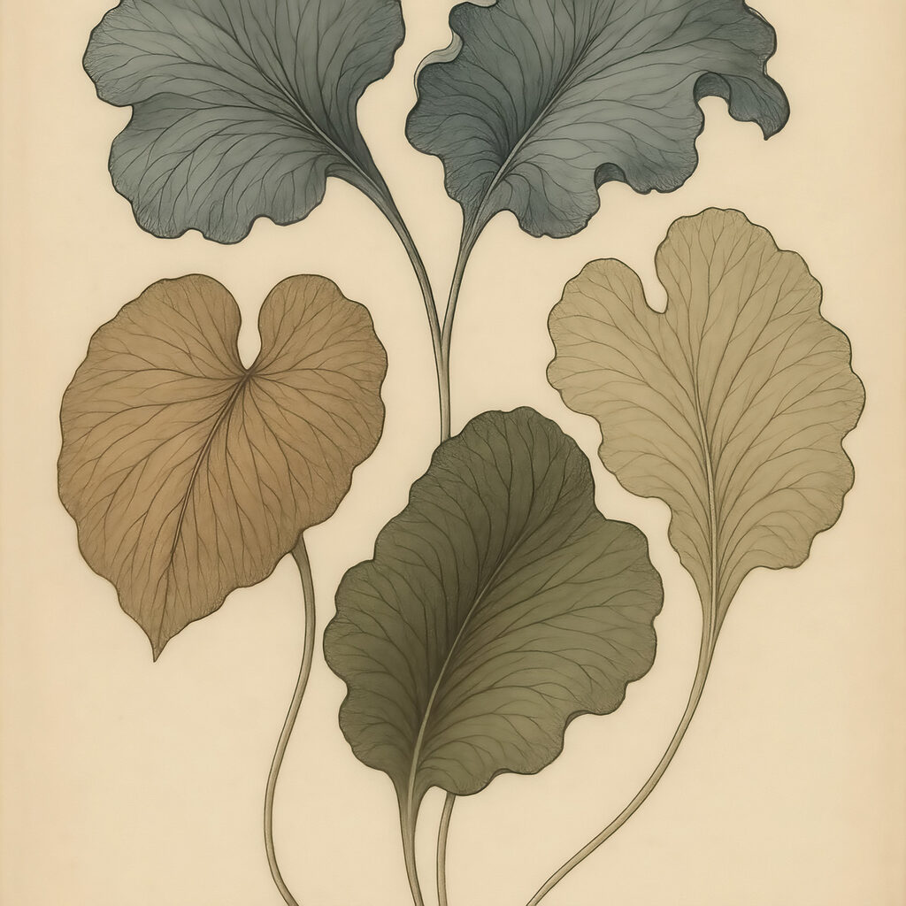 Feuilles ondulées vert olive — motif complet