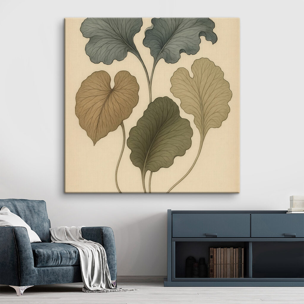 Feuilles ondulées vert olive — intérieur 2