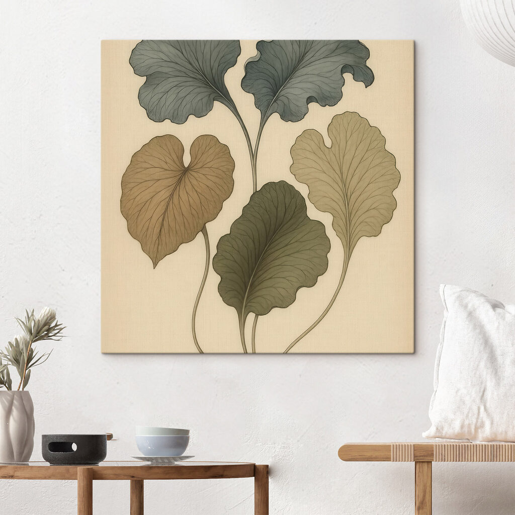 Feuilles ondulées vert olive — intérieur 1