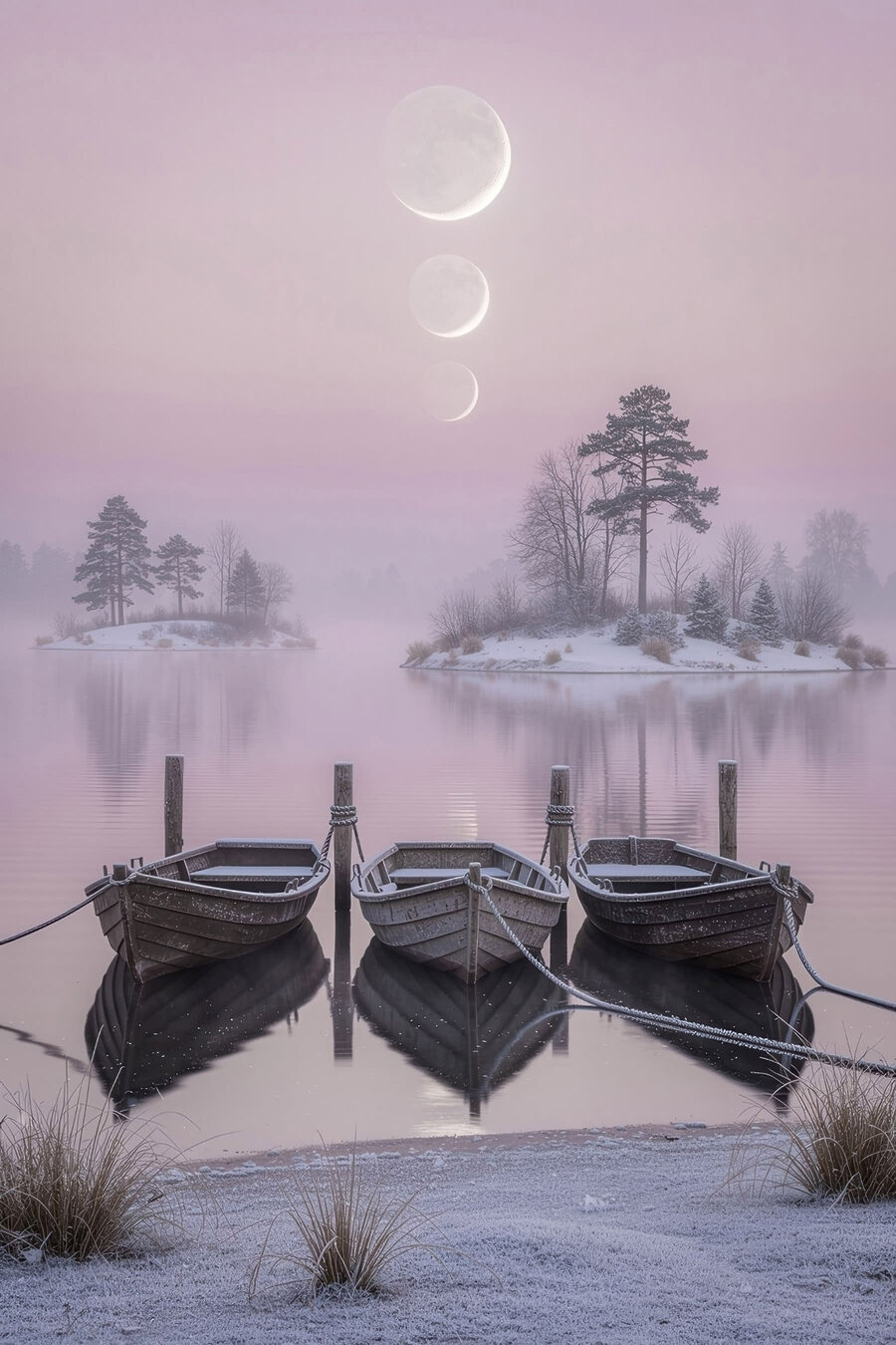 Barques sous les lunes — motif complet