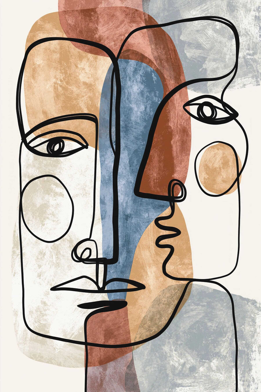 Deux visages en couleurs — motif complet