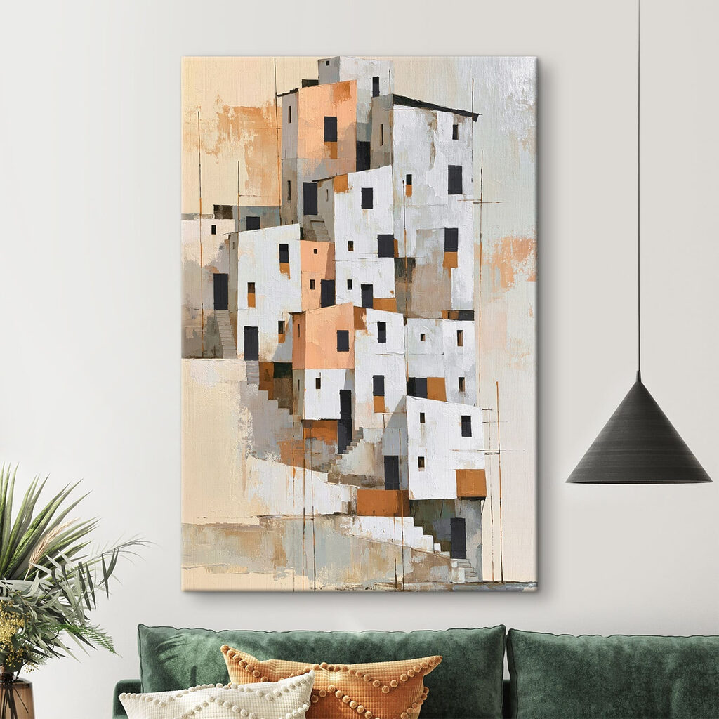 Maisons blanches en blocs dans un intérieur