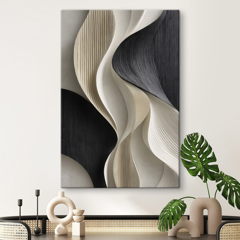 Arabesques blanches sur gris dans un intérieur