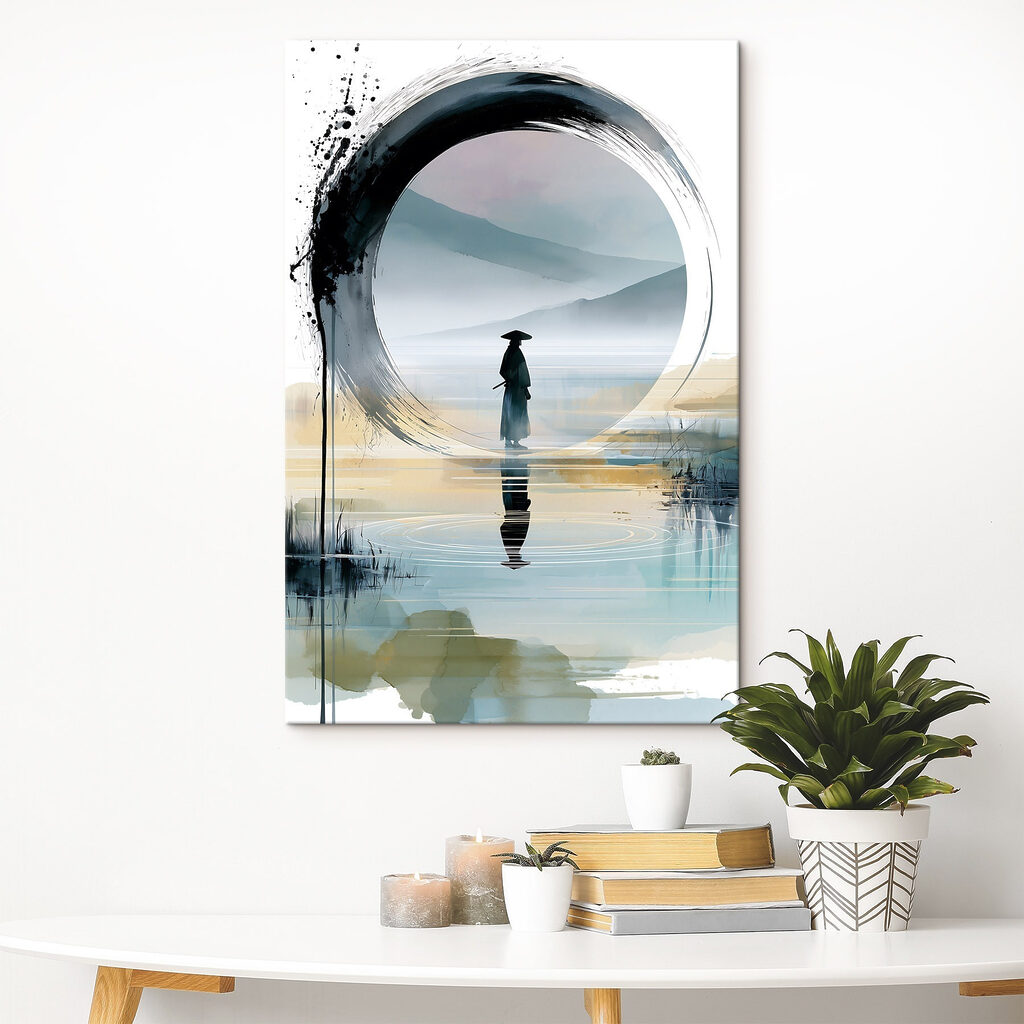 Silhouette dans un cercle dans un intérieur