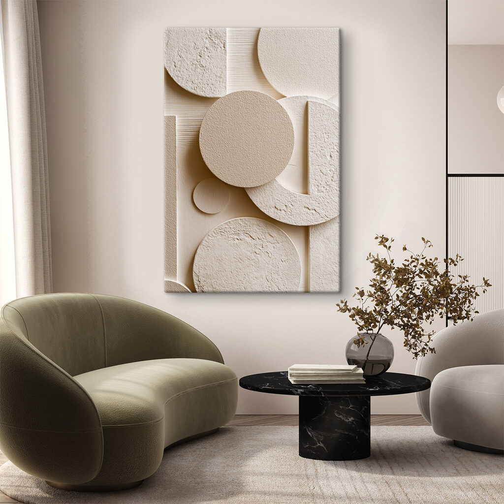 Reliefs ronds couleur sable dans un intérieur