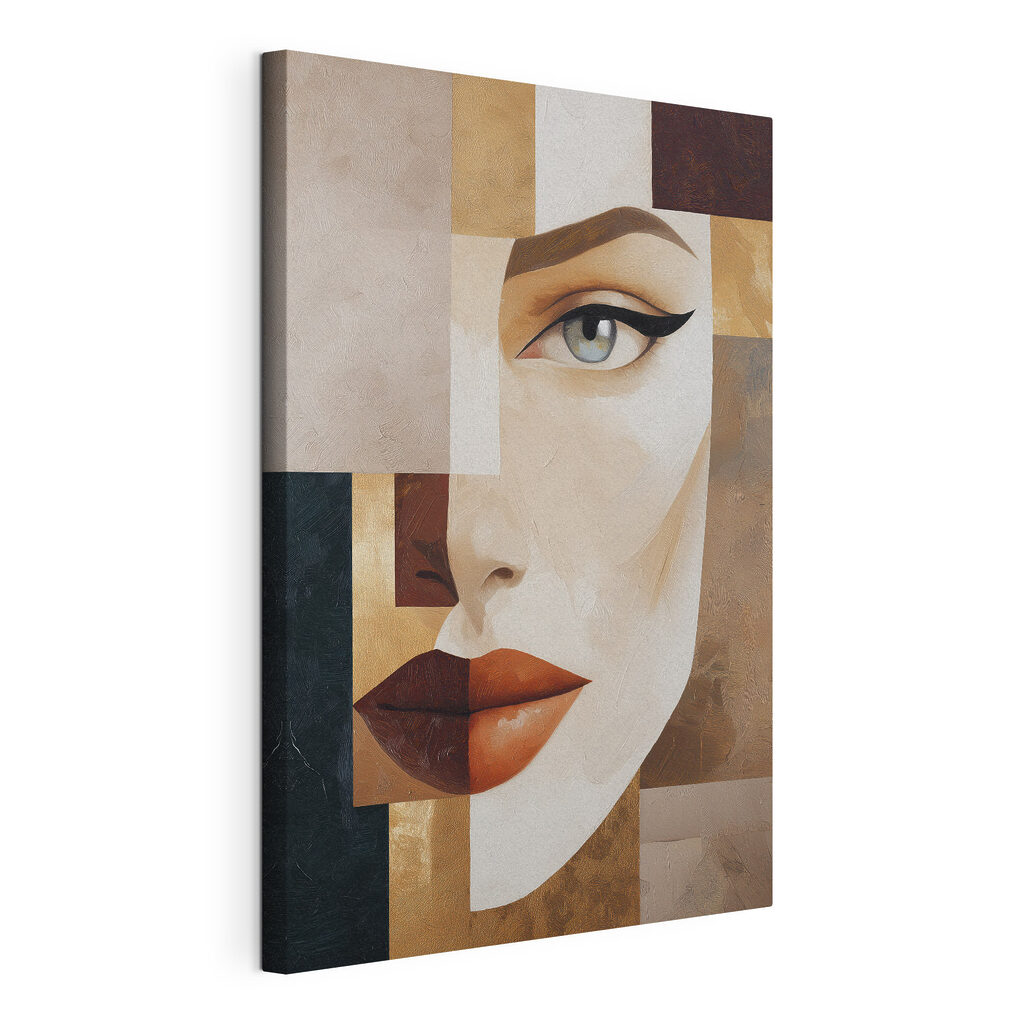 Regard entre les carrés, toile tendue et bord enveloppé