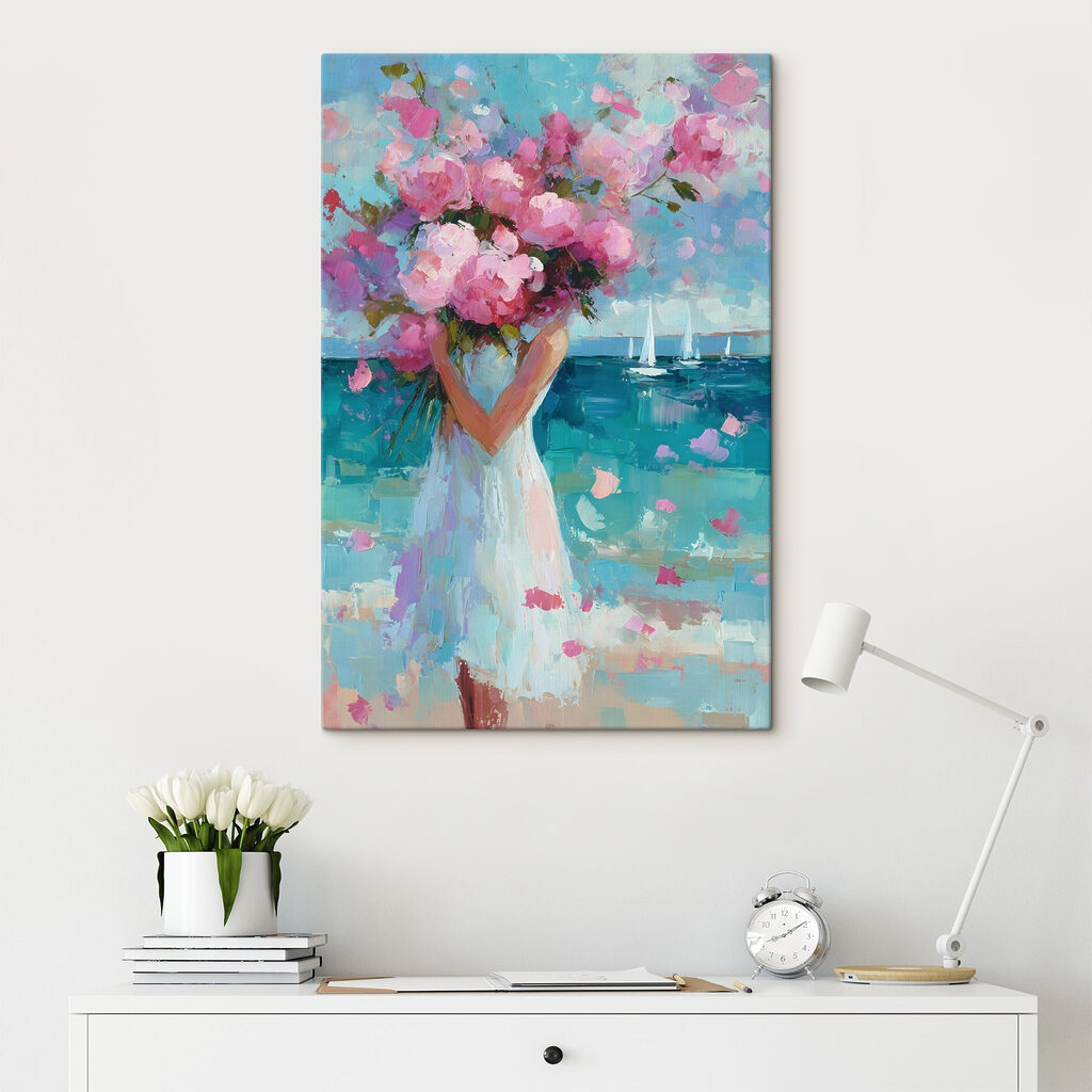 Femme aux roses dans un intérieur