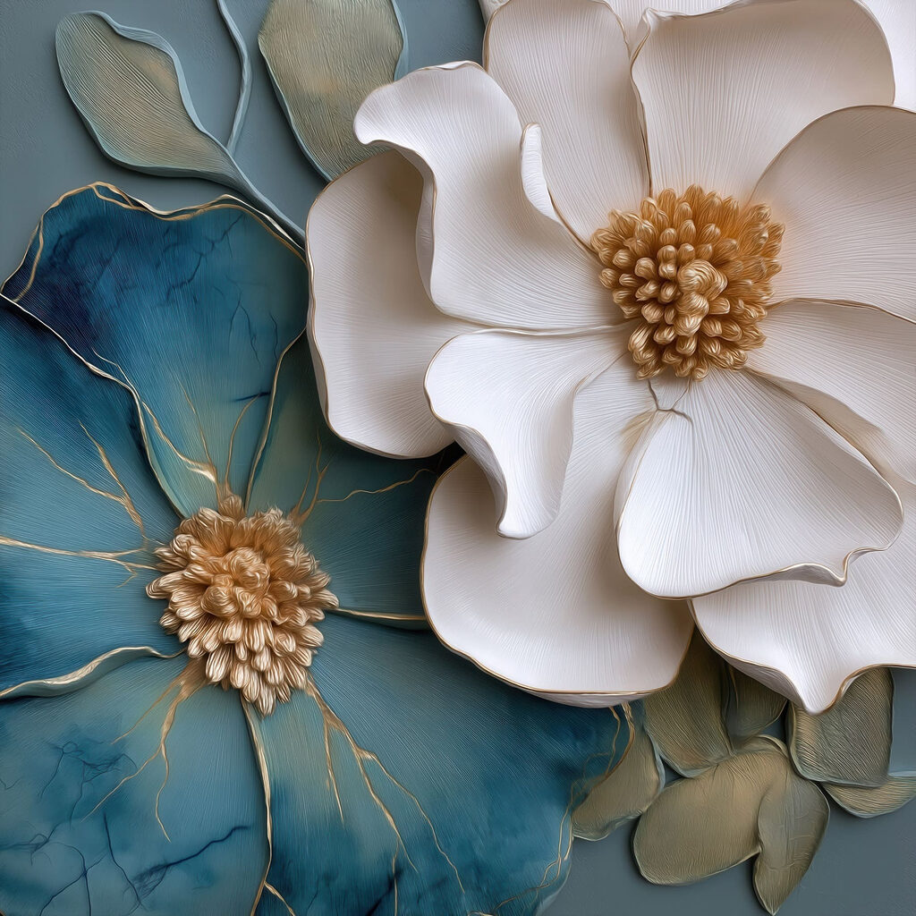 Blanc et bleu foncé — motif complet