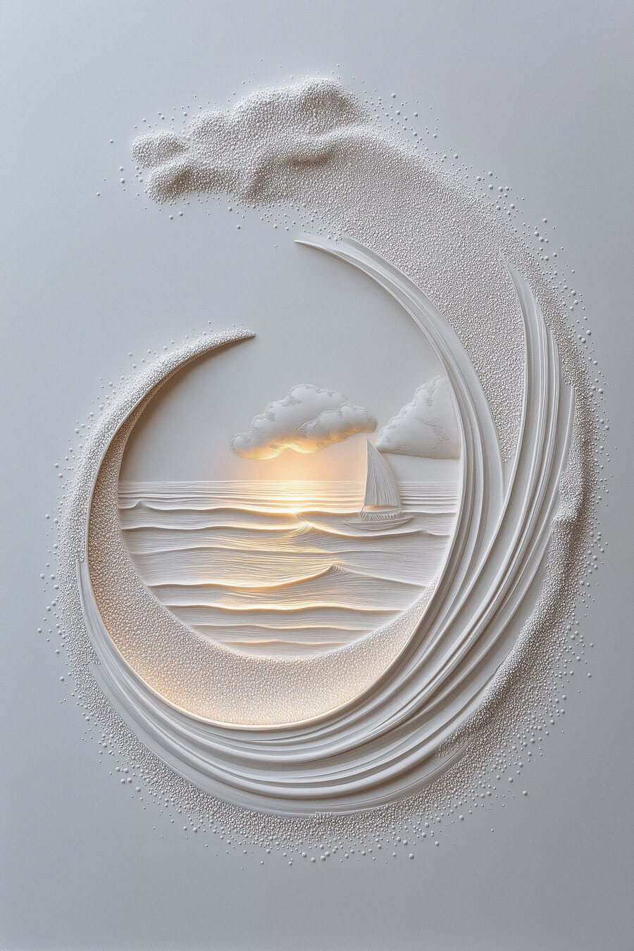 Échappée marine en relief — motif complet