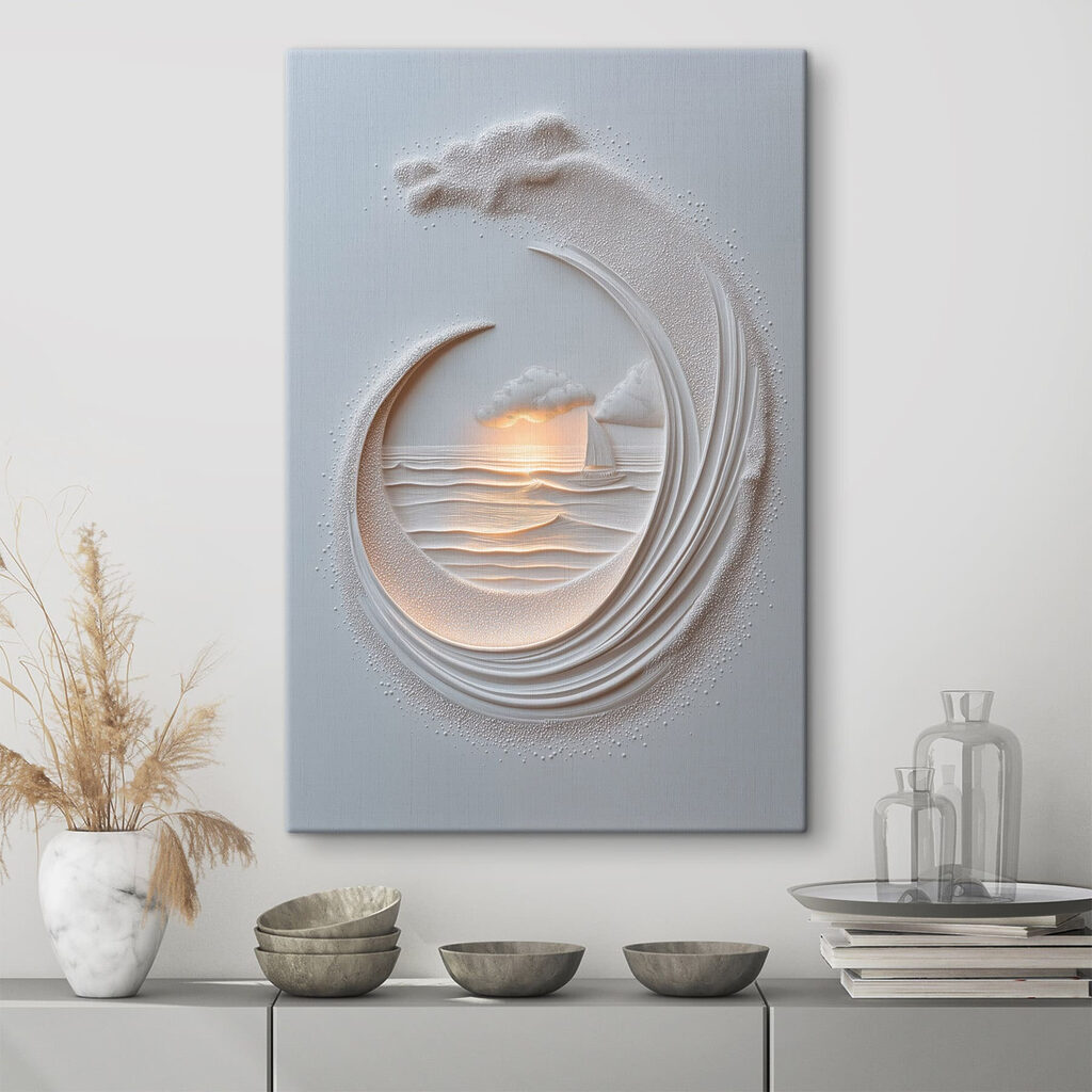 Échappée marine en relief dans un intérieur