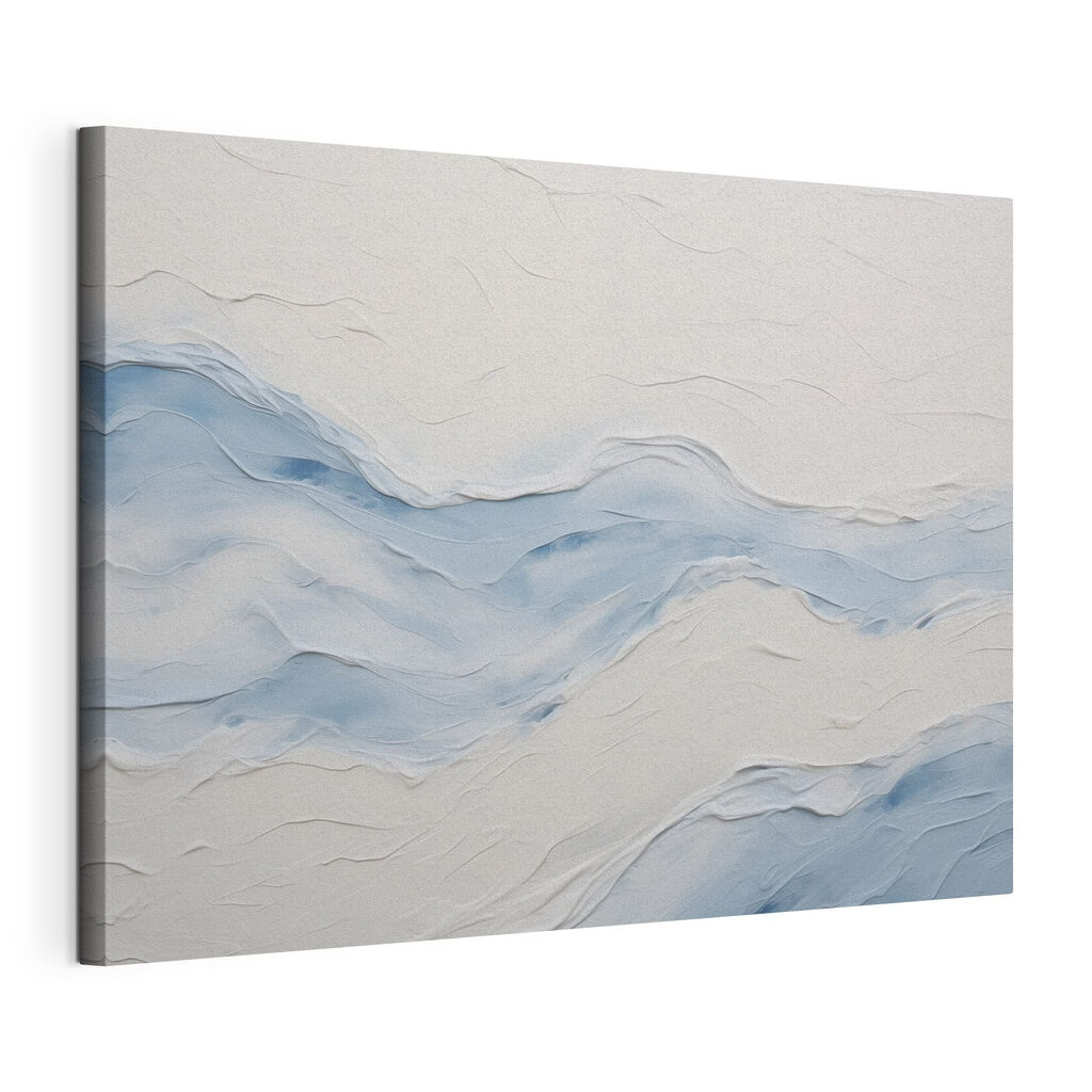 Vagues bleues en relief, toile tendue et bord enveloppé