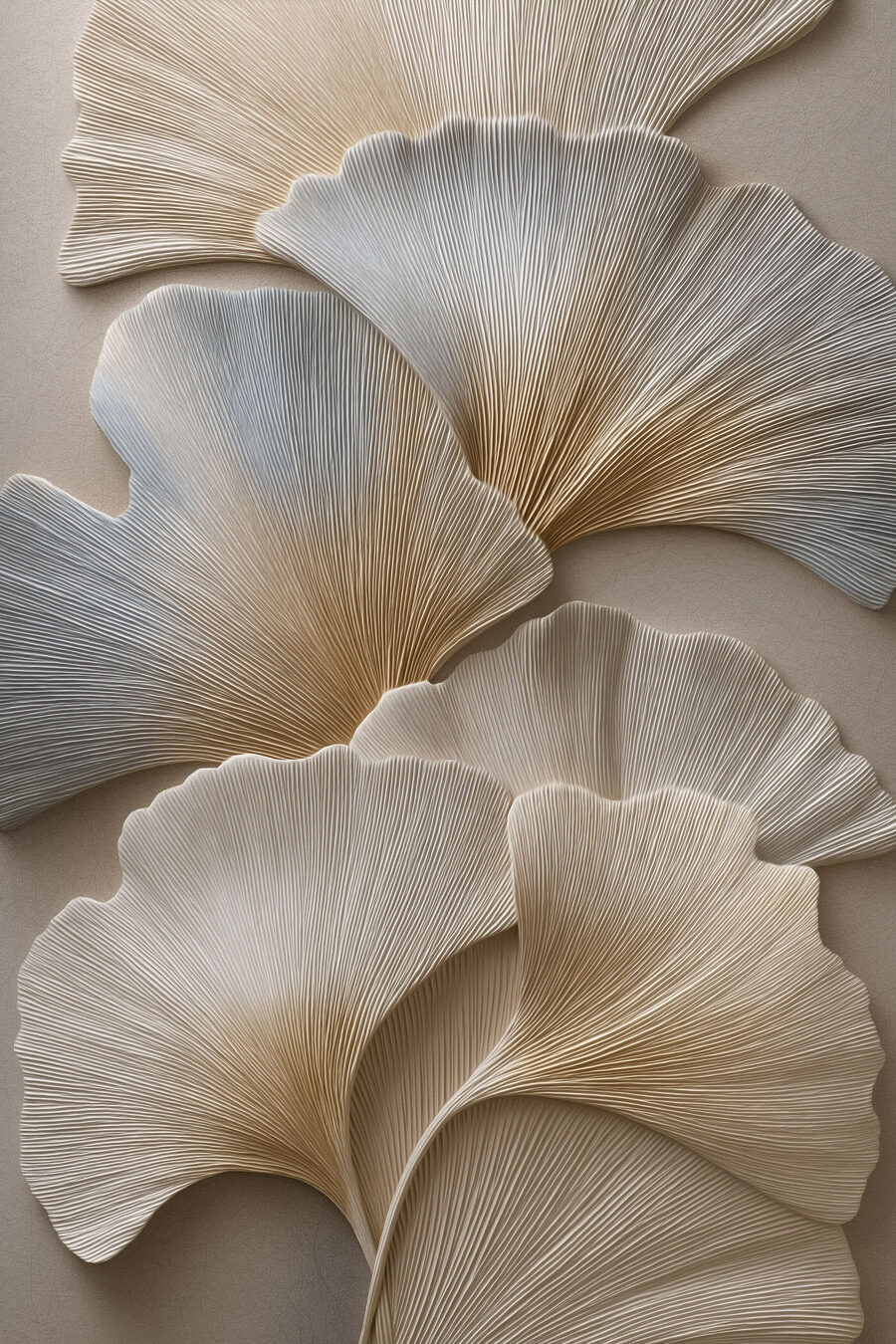 Ginkgo blanc en relief — motif complet
