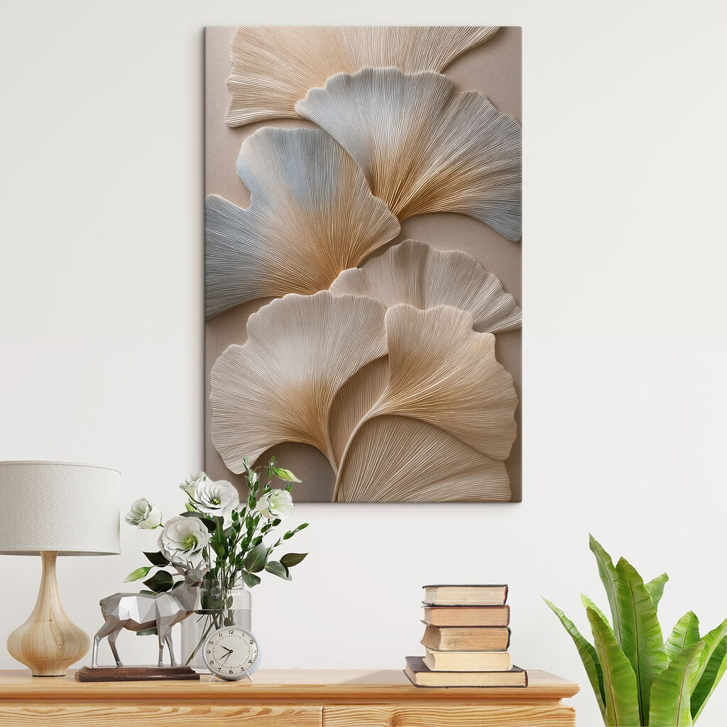 Ginkgo blanc en relief — intérieur 1