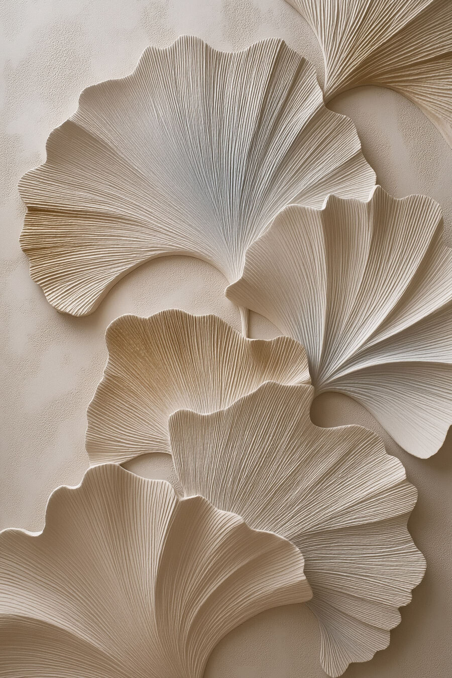 Éventails de ginkgo blancs — motif complet