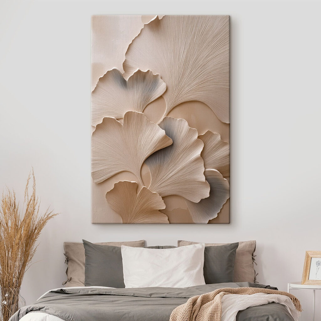 Ginkgo nervuré, tons blancs — intérieur 1