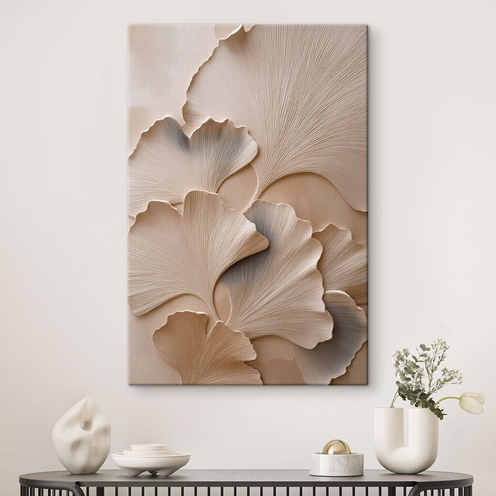 Ginkgo nervuré, tons blancs — intérieur 2