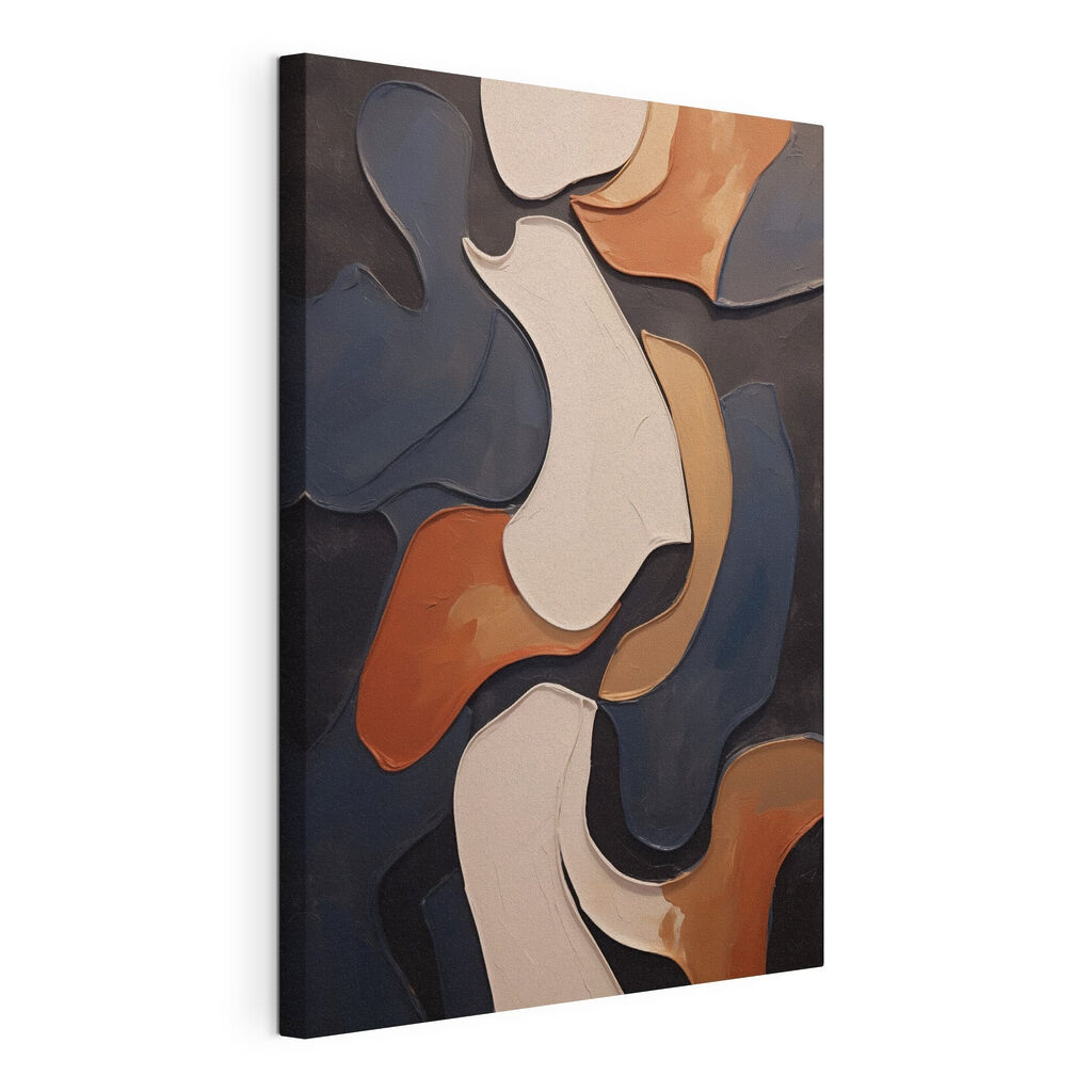 Formes sombres et terracotta, toile tendue et bord enveloppé