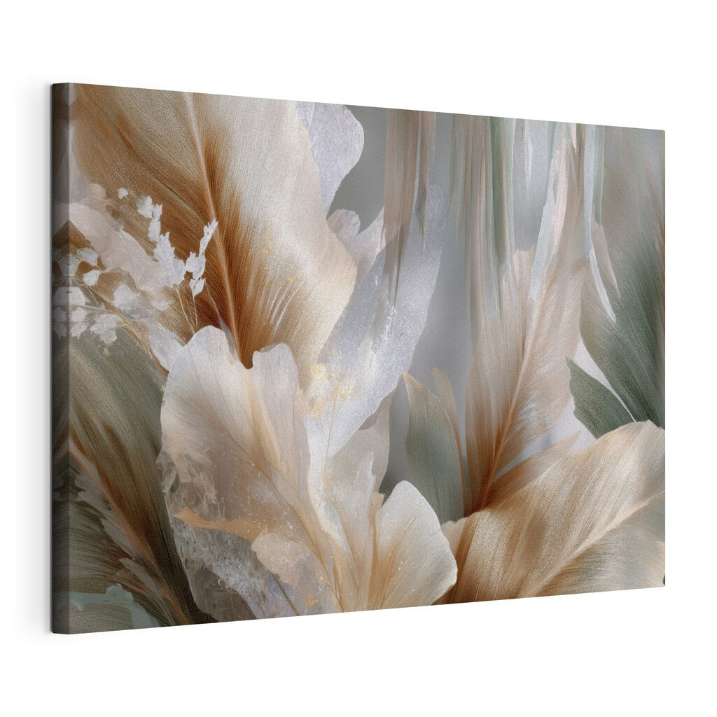 Voiles de pétales clairs, toile tendue et bord enveloppé